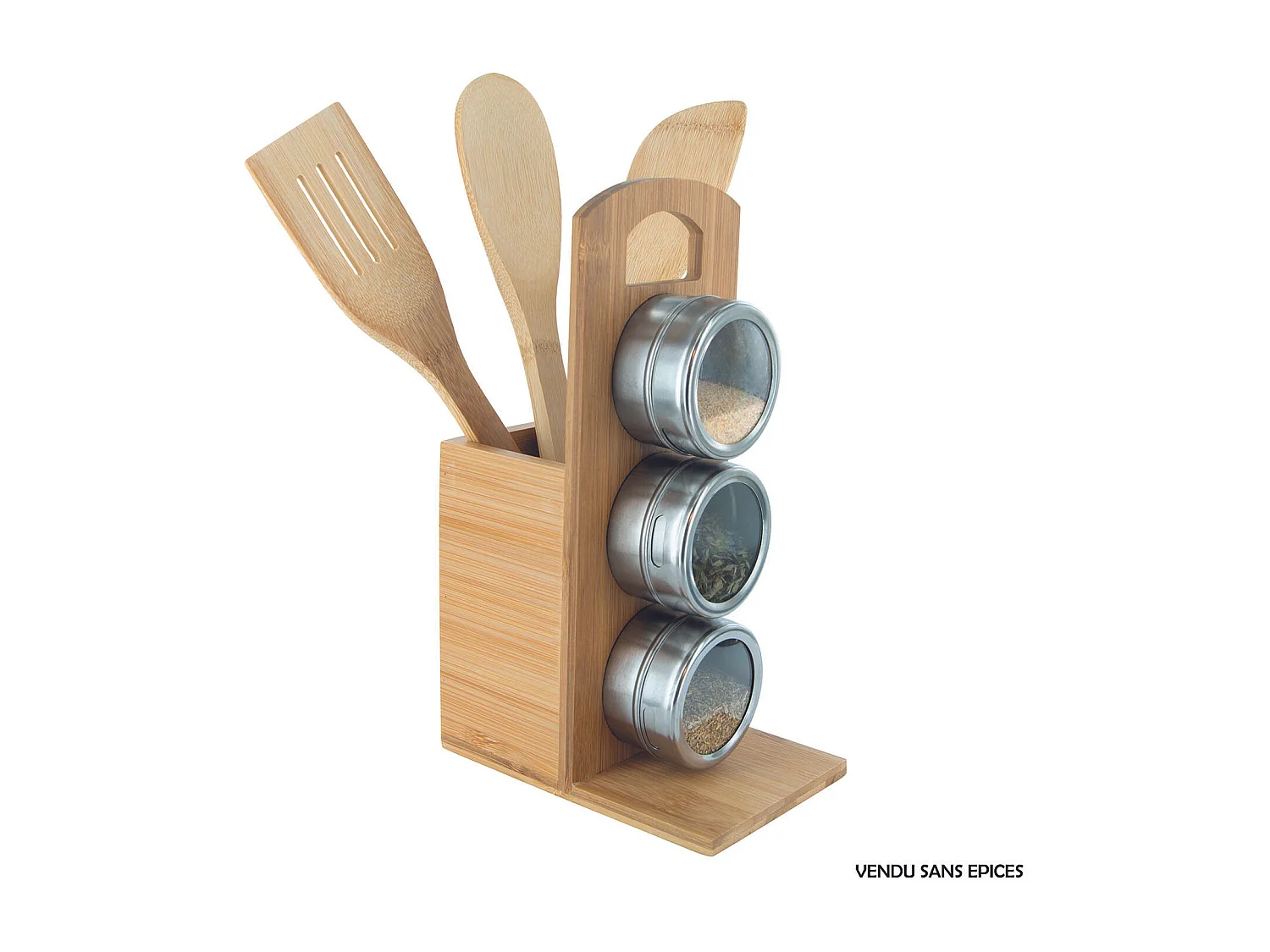 Porte Epices Et Set De 3 Couverts En Bambou