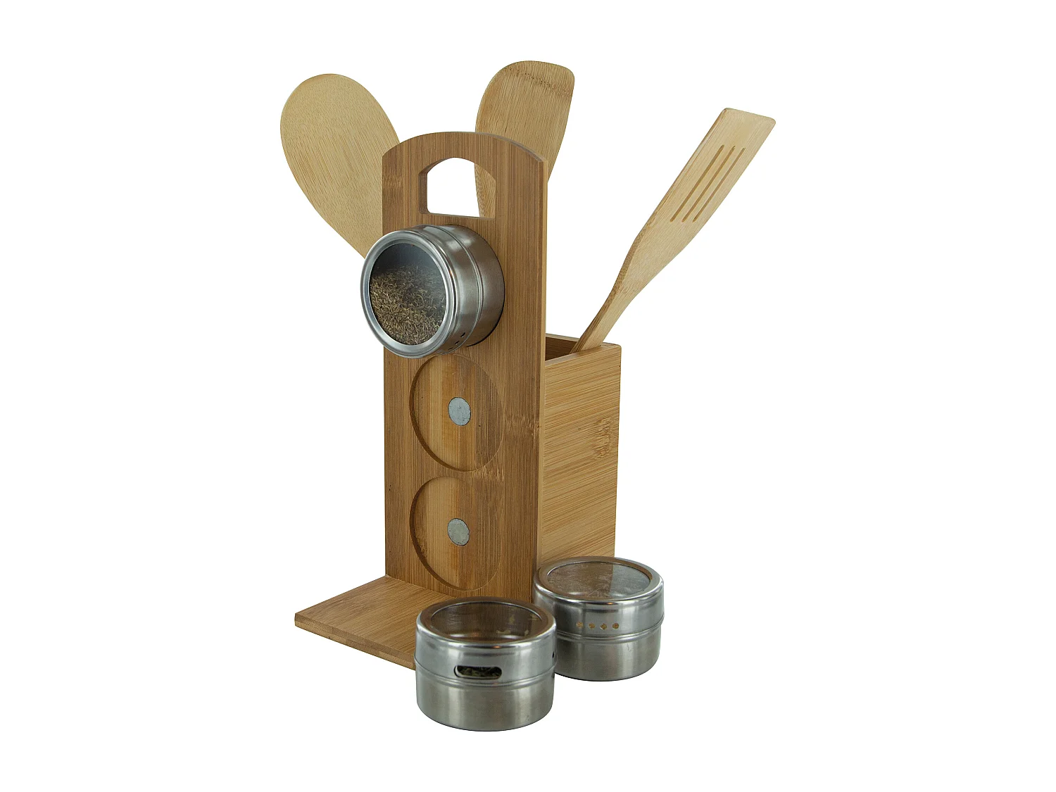 Porte Epices Et Set De 3 Couverts En Bambou