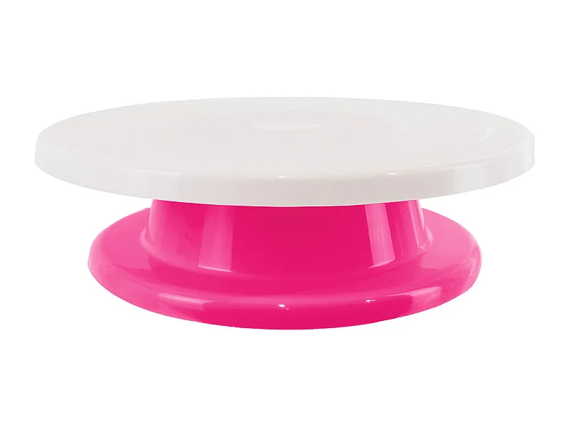Plateau Tournant Deco Gateau 27.5cm Rose Rose, Blanc