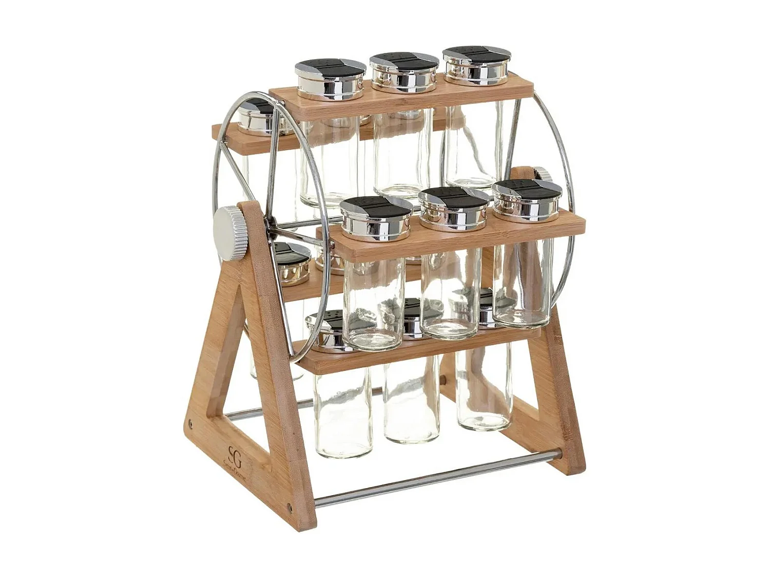 Présentoir à Épices Rotatif "Moulin" 15 Pots Naturel