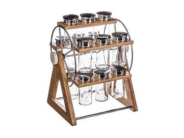 Présentoir à Épices Rotatif "Moulin" 15 Pots Naturel