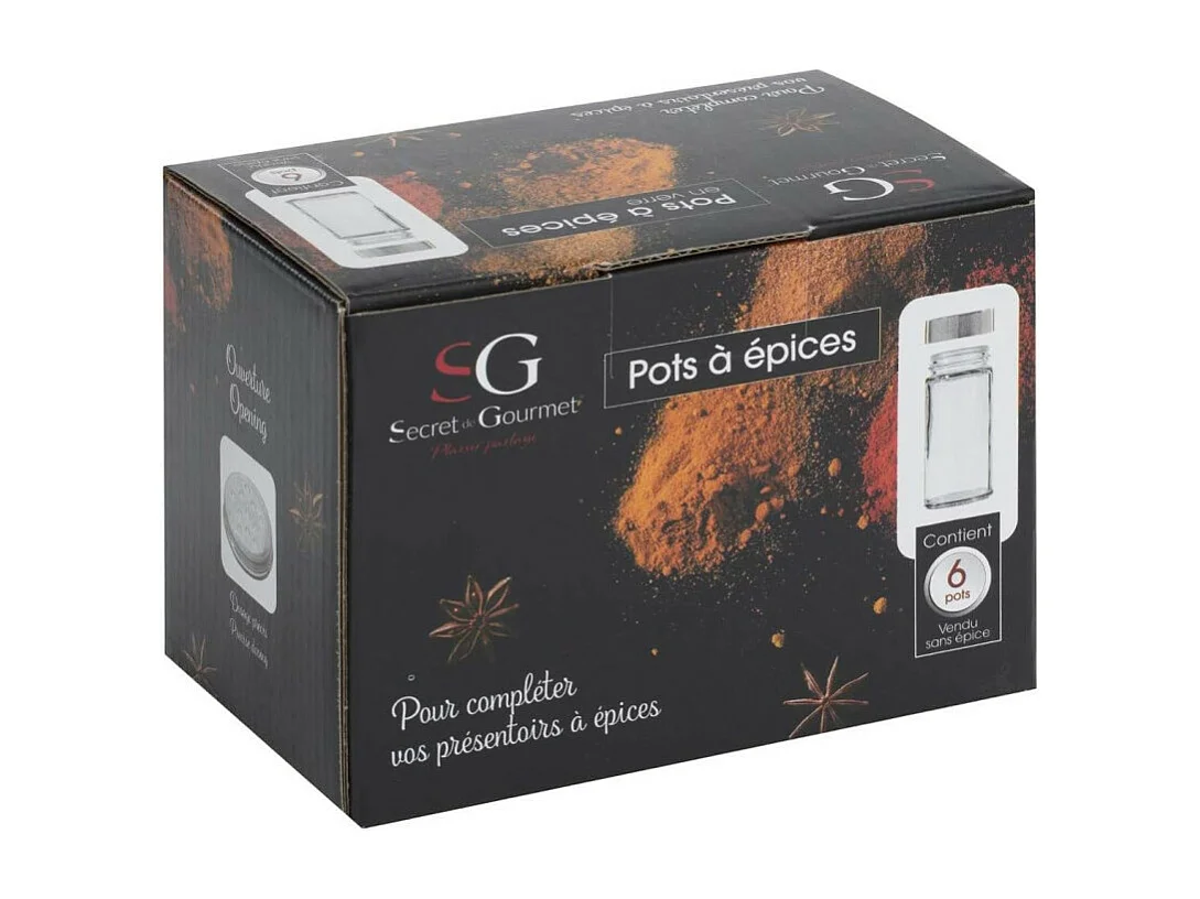 Lot de 6 Pots à Épices "Straight" 9cm Transparent