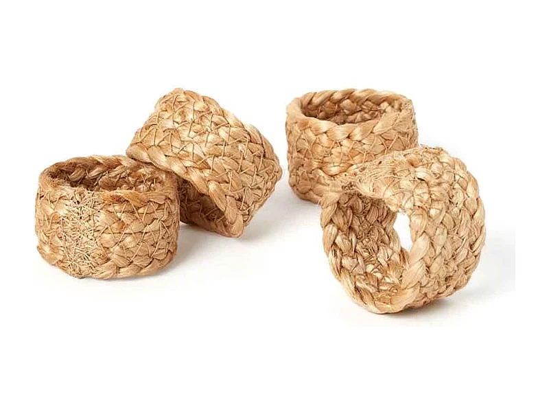 Lot de 4 Ronds de Serviette "Jute" 4cm Naturel