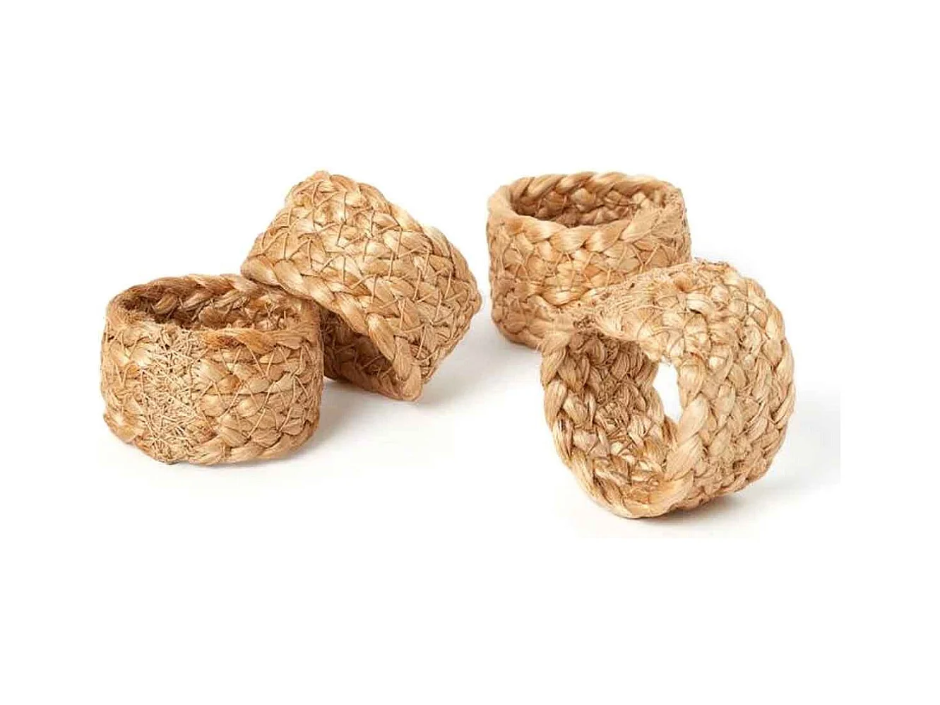 Lot de 4 Ronds de Serviette "Jute" 4cm Naturel