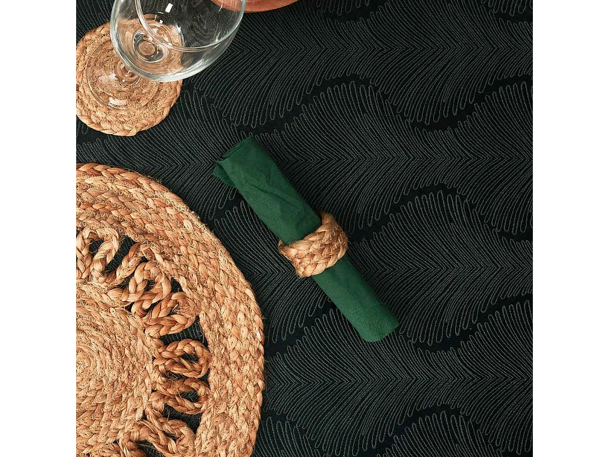 Lot de 4 Ronds de Serviette "Jute" 4cm Naturel