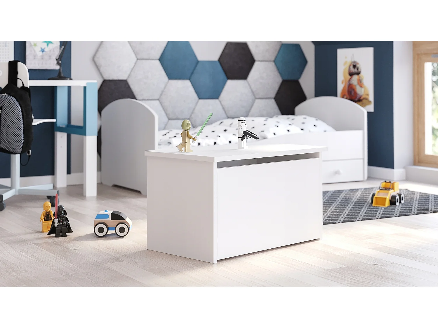 Coffre a jouets sticker ourson 42x40x73