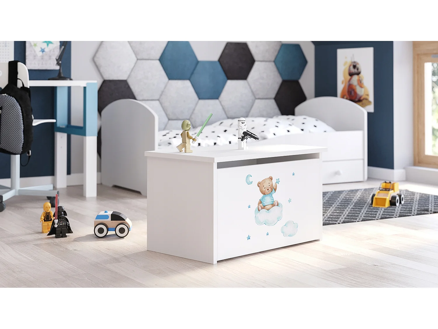 Coffre a jouets sticker ourson 42x40x73