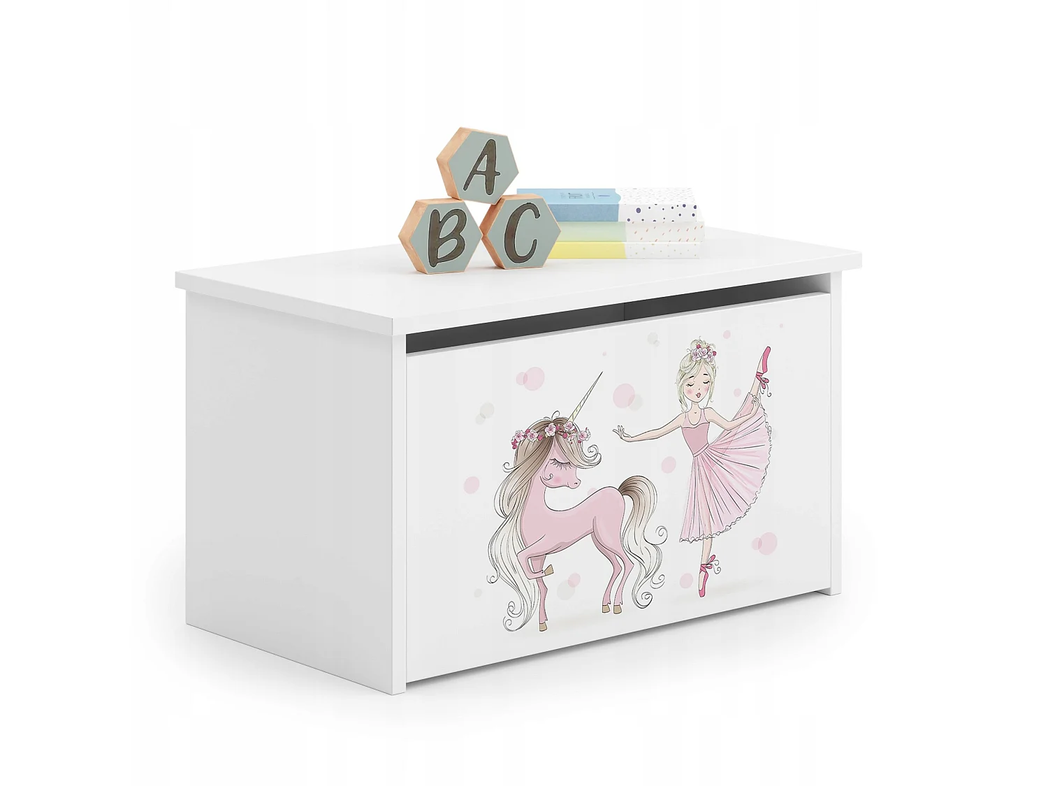 Coffre a jouets sticker fille avec lycorne 42x40x73