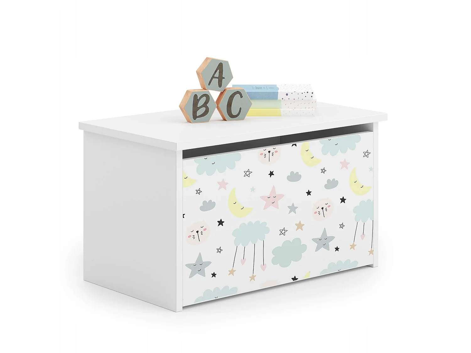 Coffre a jouets sticker étoiles 42x40x73