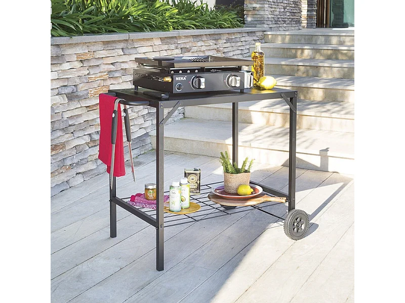 Desserte à Plancha en Métal "Neka" 90cm Noir