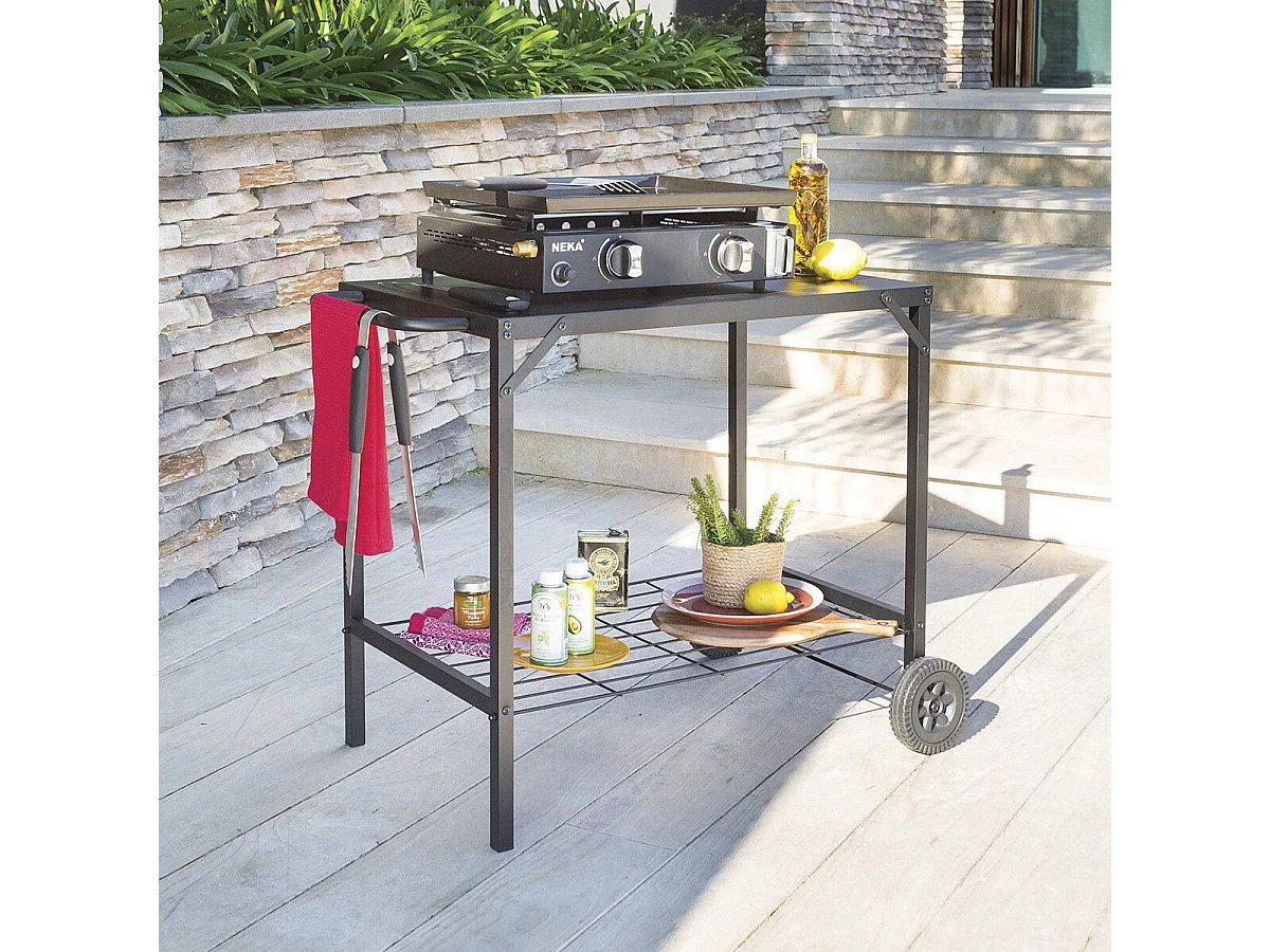 Desserte à Plancha en Métal "Neka" 90cm Noir