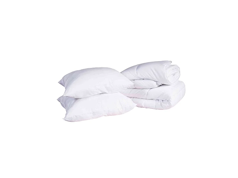 Pack couette mi-saison et oreiller recyclé moelleux enveloppe microfibre 140x200