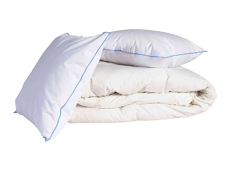 Pack couette confort 260x240 et oreiller 30% duvet de canard anti-allergènes Someo