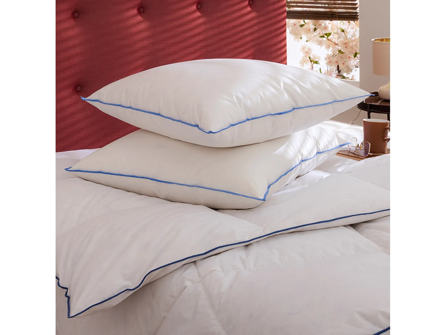 Pack couette prestige hôtellerie 200x200 et oreiller 70% duvet de canard anti-allergènes Someo