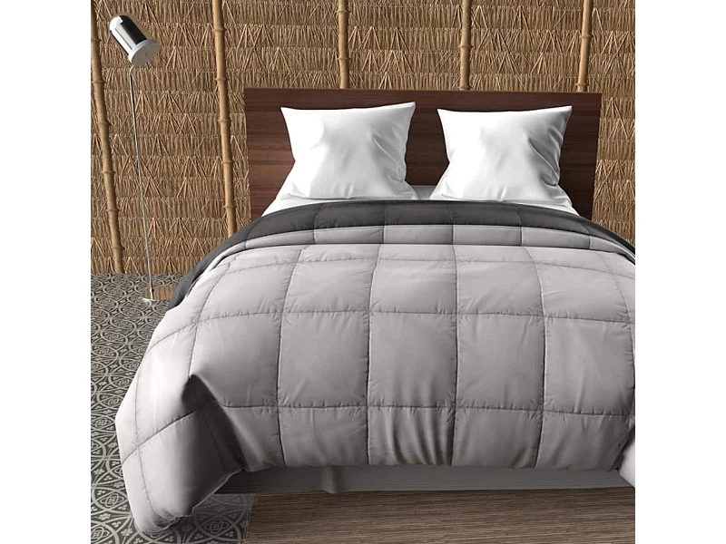 Couette bicolore gris et anthracite mi-saison 350g 140x200 cm