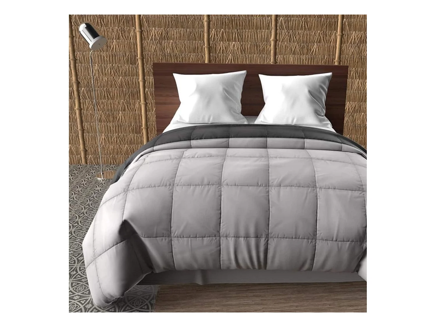 Couette bicolore gris et anthracite mi-saison 350g 140x200 cm