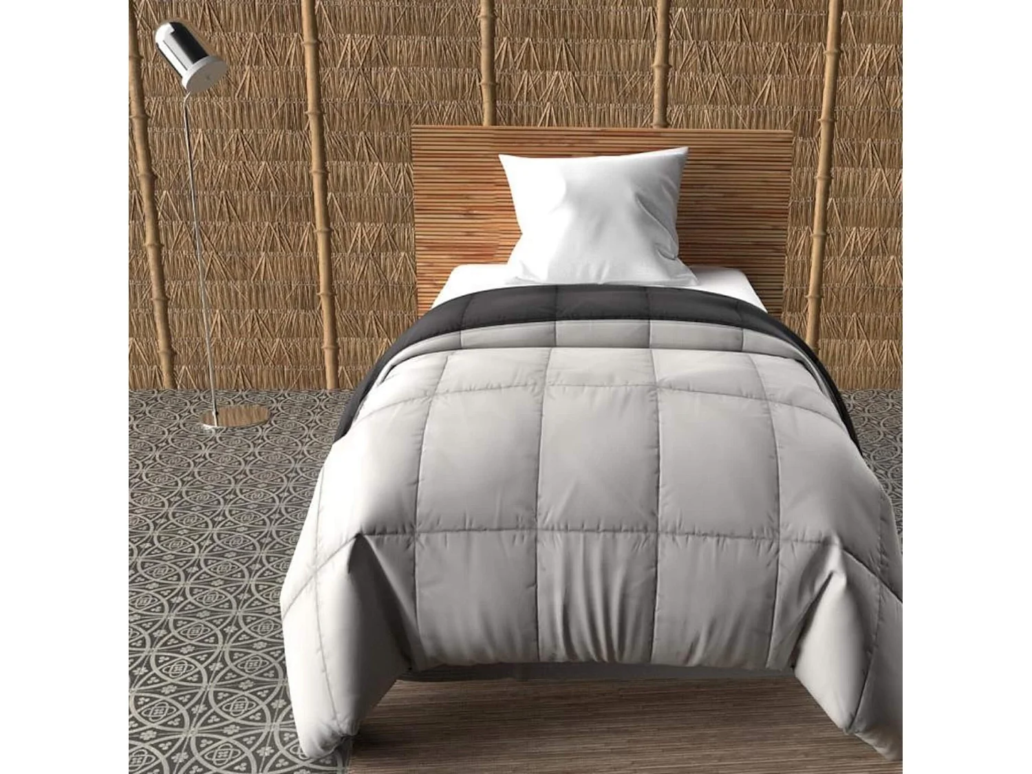 Couette bicolore gris et anthracite mi-saison 350g 140x200 cm