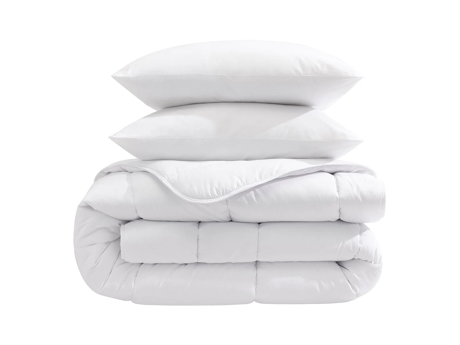 Pack couette mi-saison 350g et oreiller éco naturel moelleux enveloppe coton bio Someo 240x220