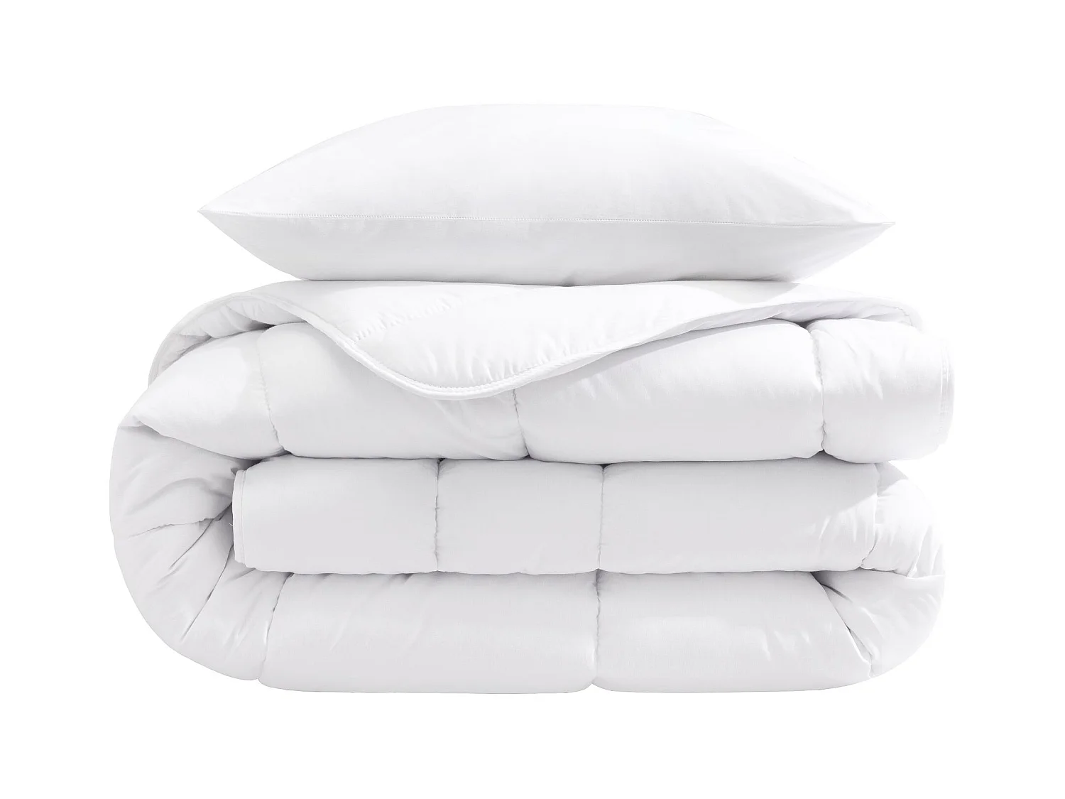 Pack couette mi-saison 350g et oreiller éco naturel moelleux enveloppe coton bio Someo 140x200