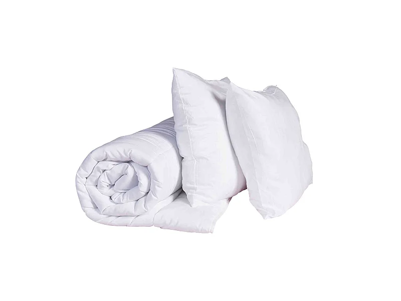 Pack couette mi-saison et oreiller anti-punaises et anti-insectes moelleux enveloppe microfibre 140x200