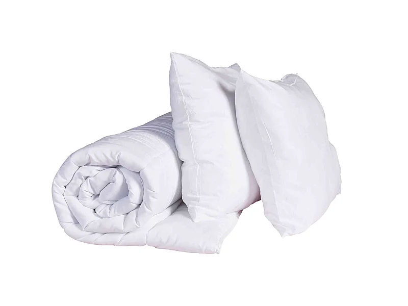 Pack couette mi-saison et oreiller anti-punaises et anti-insectes moelleux enveloppe microfibre 140x200