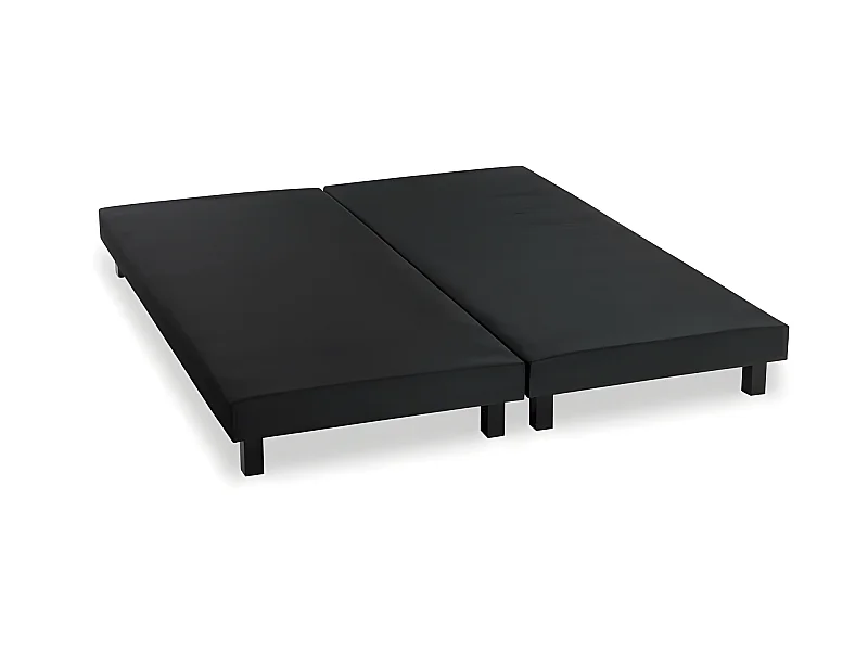 Set di 2 Sommier tappezzati a Doghe 180x200 cm - Legno Massiccio Nero