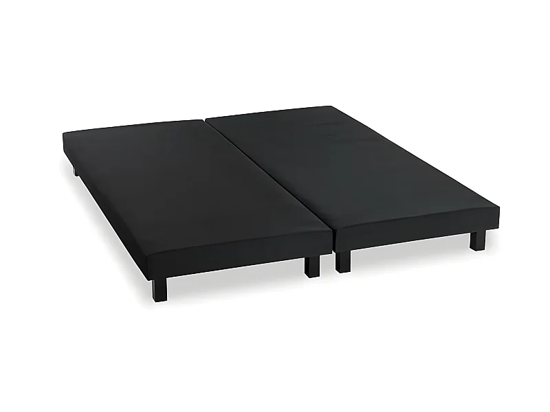 Sommiers tapissiers a lattes x 2 - 160 x 200 - Bois massif noir + pieds - DEKO DREAM Rakenne