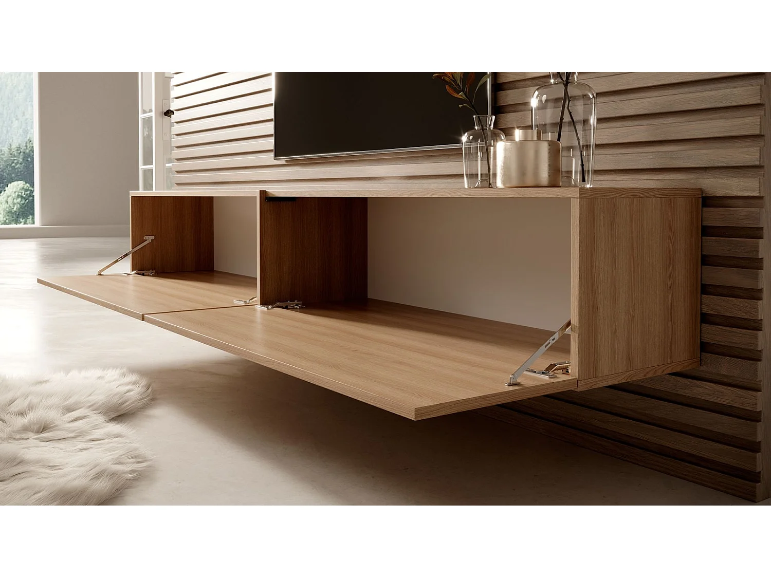 Meuble TV - 200 cm - Chêne Linberg - Bisira