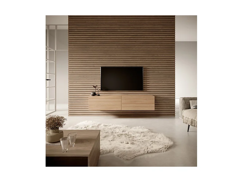 Meuble TV - 140 cm - Chêne Linberg - Bisira