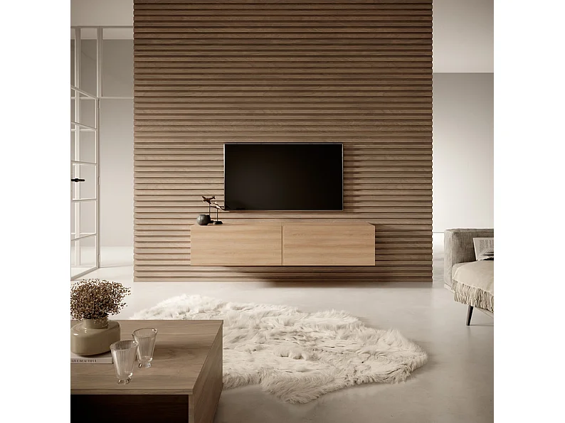 Meuble TV - 140 cm - Chêne Linberg - Bisira