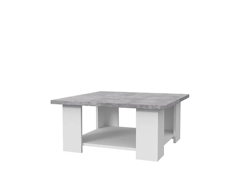 PILVI Table basse - Blanc et beton gris clair - L 67 x P 67 x H 31 cm