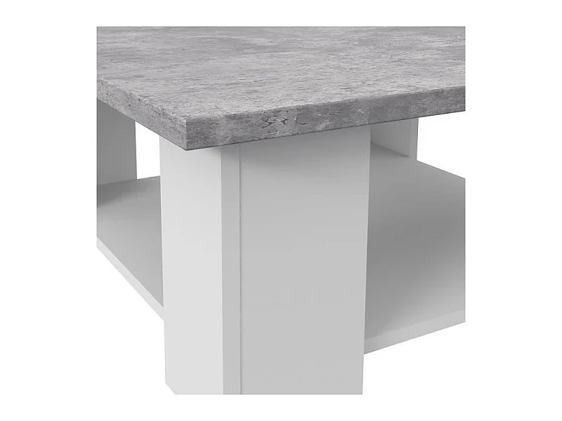 PILVI Table basse - Blanc et beton gris clair - L 67 x P 67 x H 31 cm