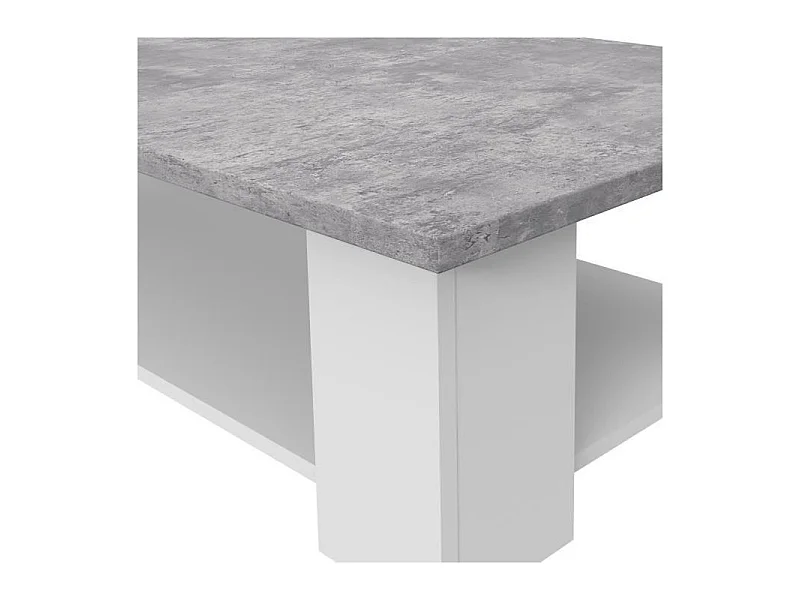 PILVI Table basse - Blanc et beton gris clair - L 67 x P 67 x H 31 cm