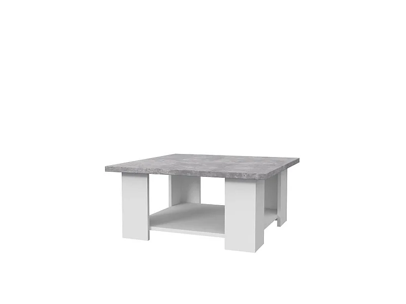 PILVI Table basse - Blanc et beton gris clair - L 67 x P 67 x H 31 cm