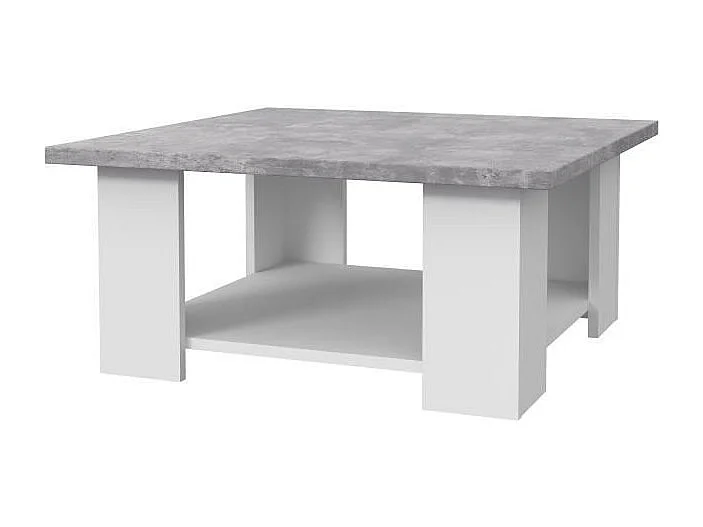 PILVI Table basse - Blanc et beton gris clair - L 67 x P 67 x H 31 cm