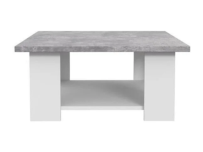 PILVI Table basse - Blanc et beton gris clair - L 67 x P 67 x H 31 cm
