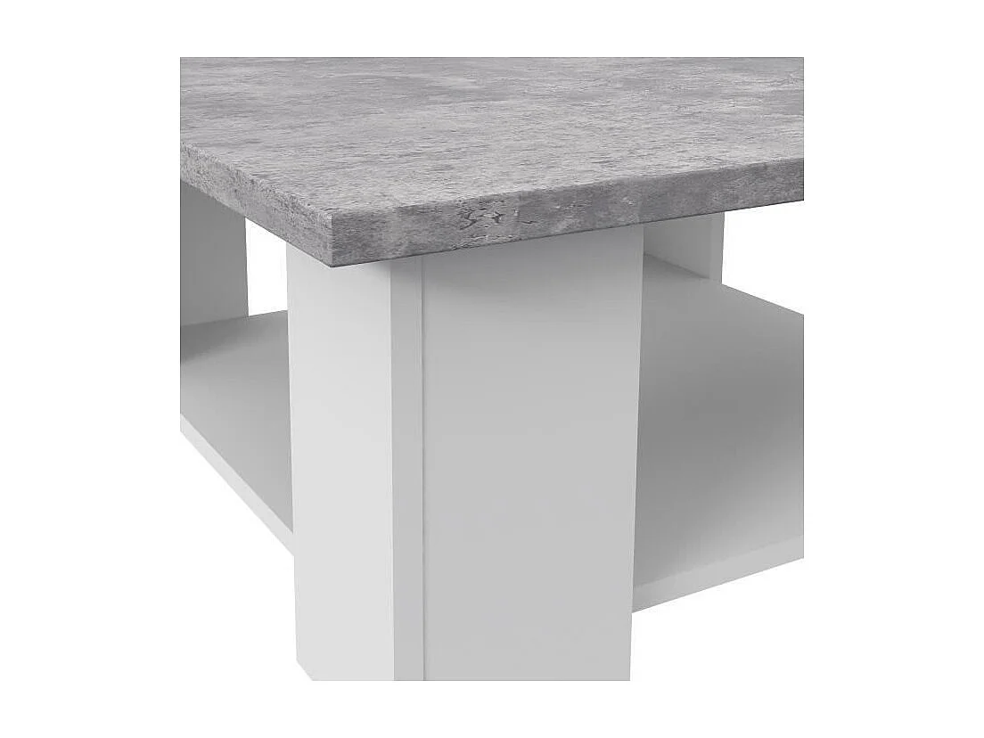PILVI Table basse - Blanc et beton gris clair - L 67 x P 67 x H 31 cm