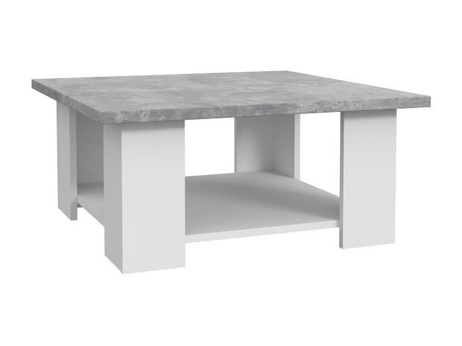 PILVI Table basse - Blanc et beton gris clair - L 67 x P 67 x H 31 cm
