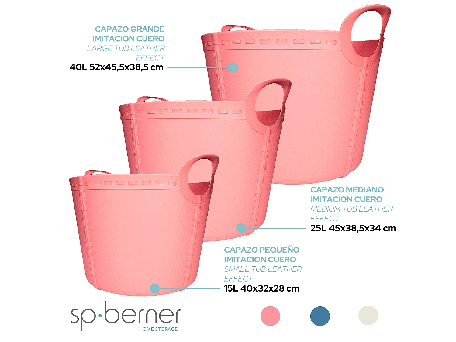 panier artisanal moyen 25l rose 45x38,5x34