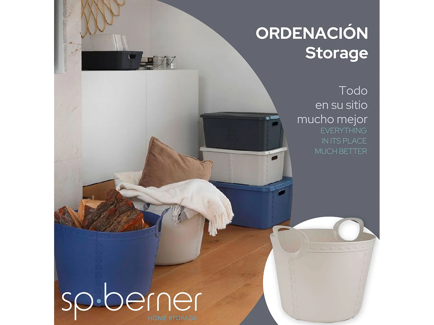 2x panier craft small 15l gris clair 40x32x28