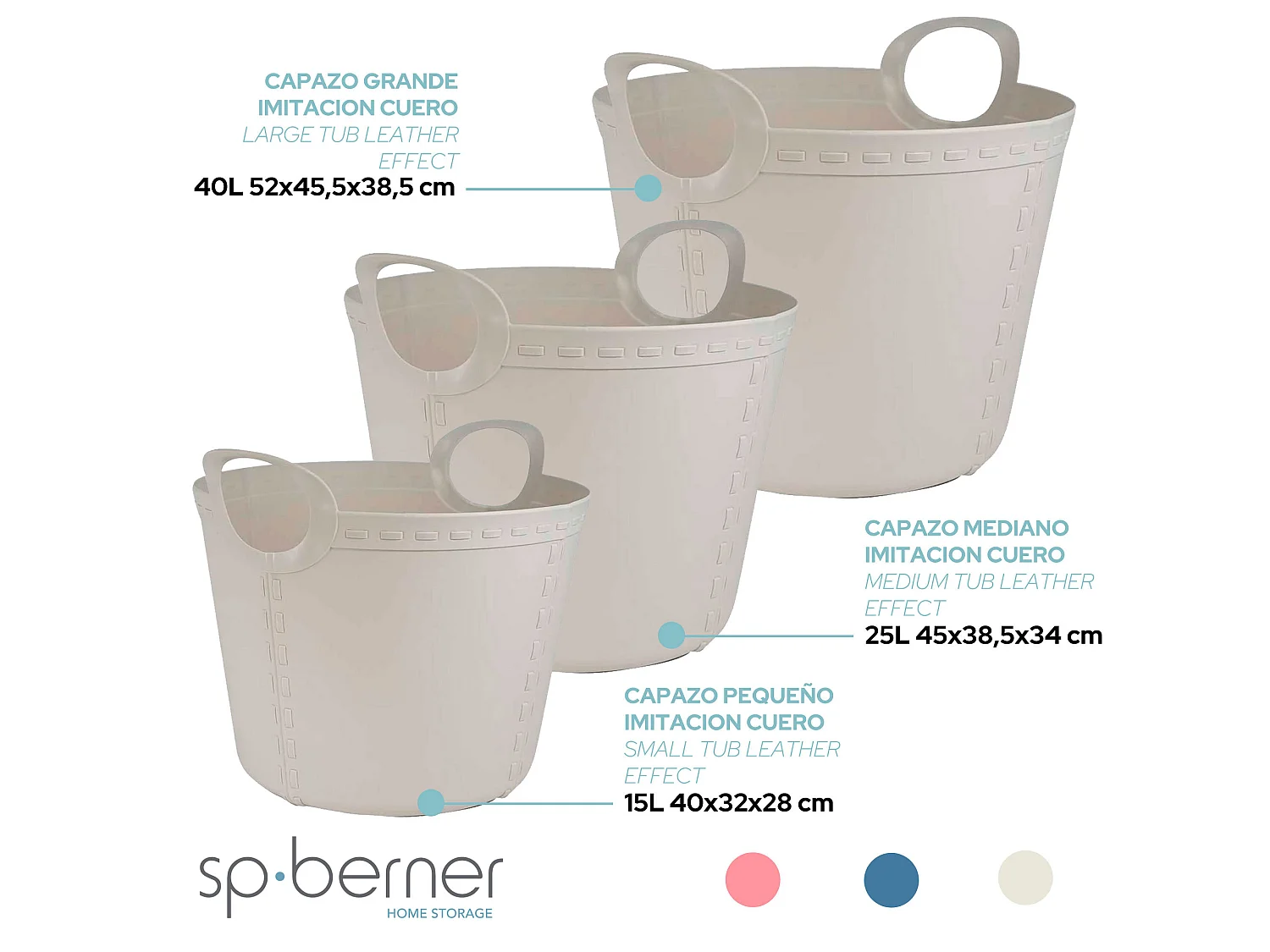 2x panier de rangement craft large 40l light grey 52x45,5x38,5