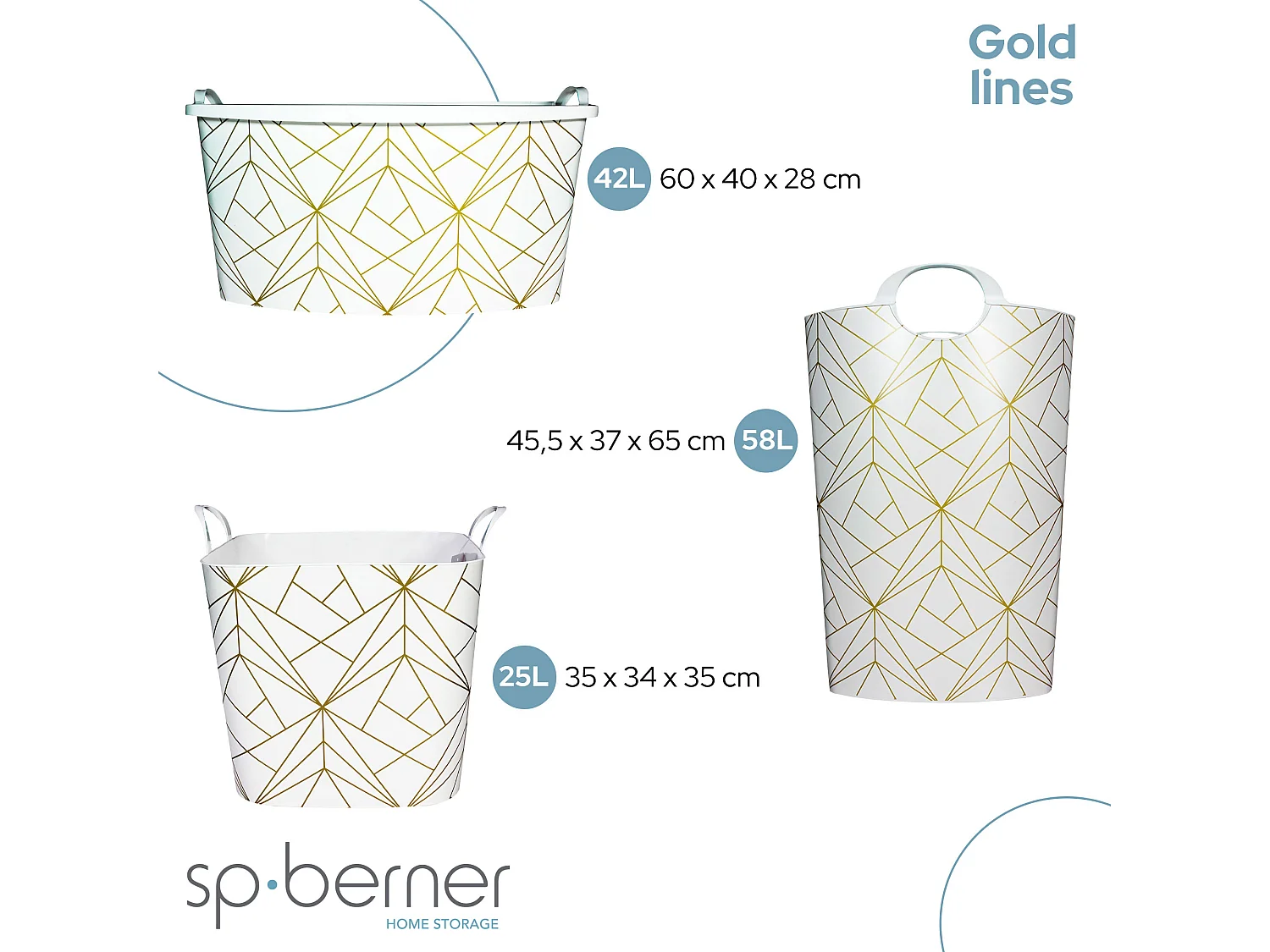 panier 25l iml gold lines  sp-bramli 35x34x35 panier à linge