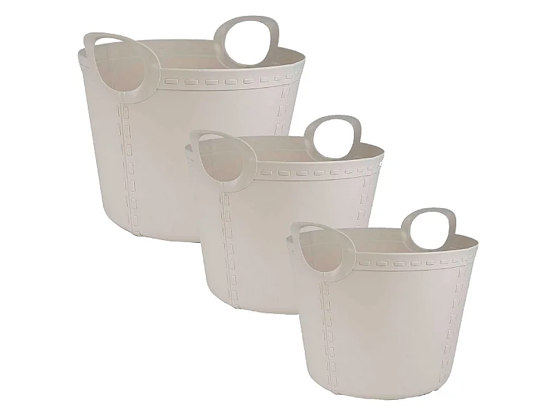 3x panier de rangement craft 40l+25l+15l gris clair