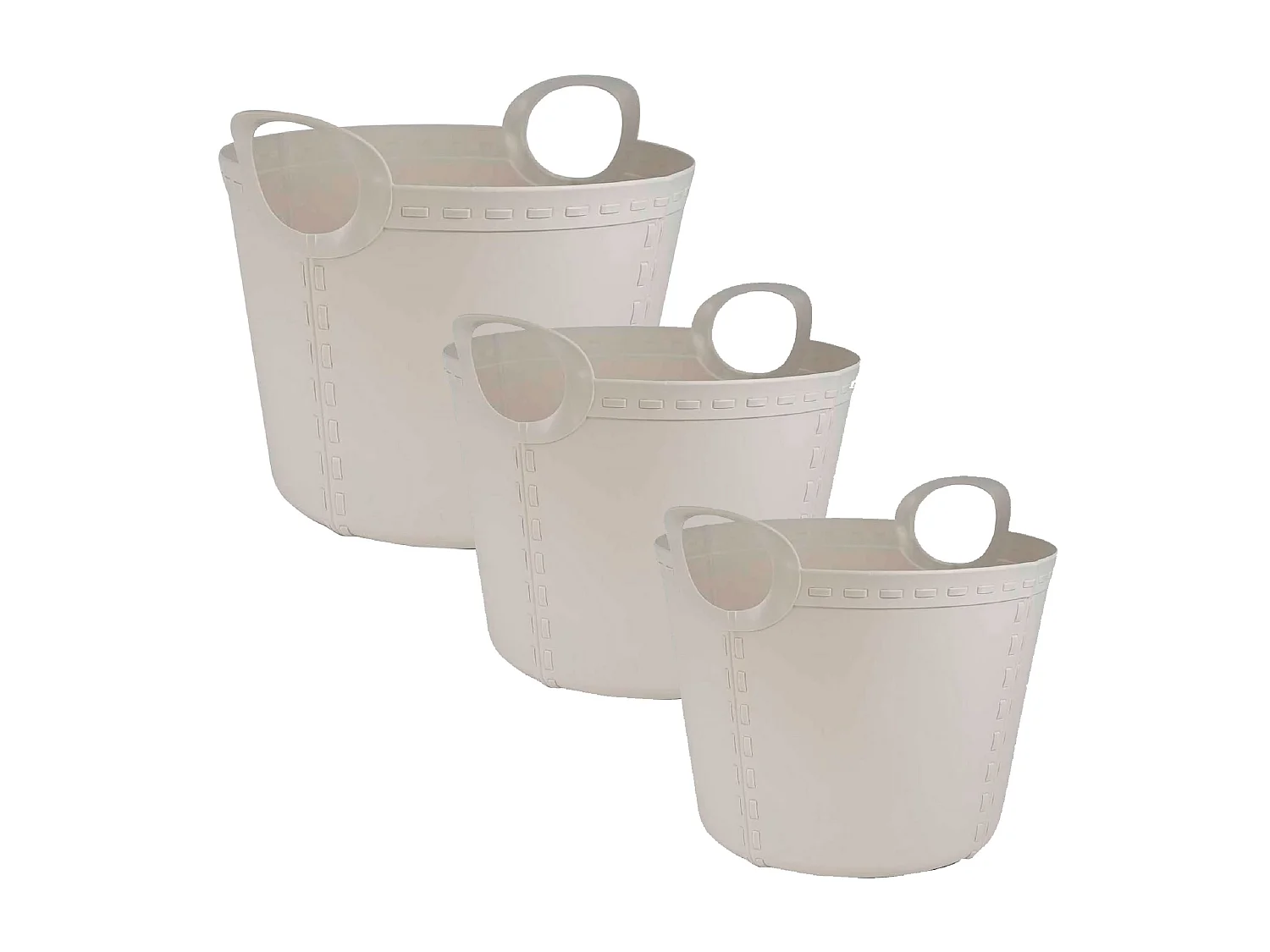 3x panier de rangement craft 40l+25l+15l gris clair
