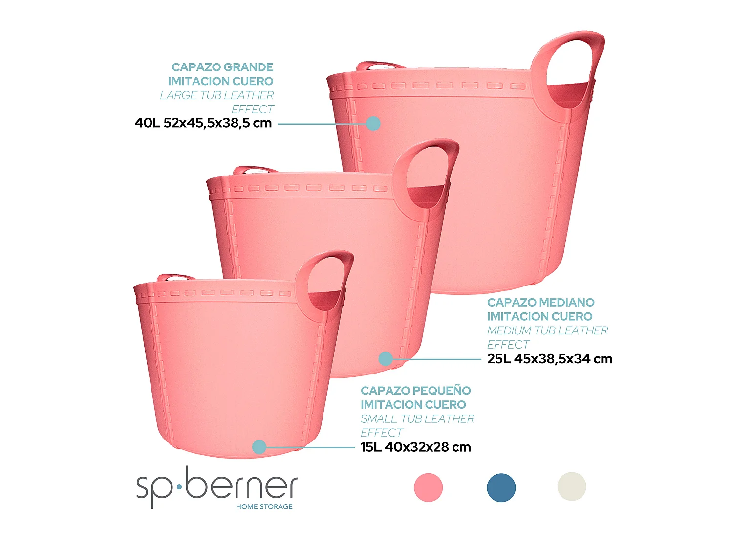 2x panier craft petit 15l rose clair 40x32x28
