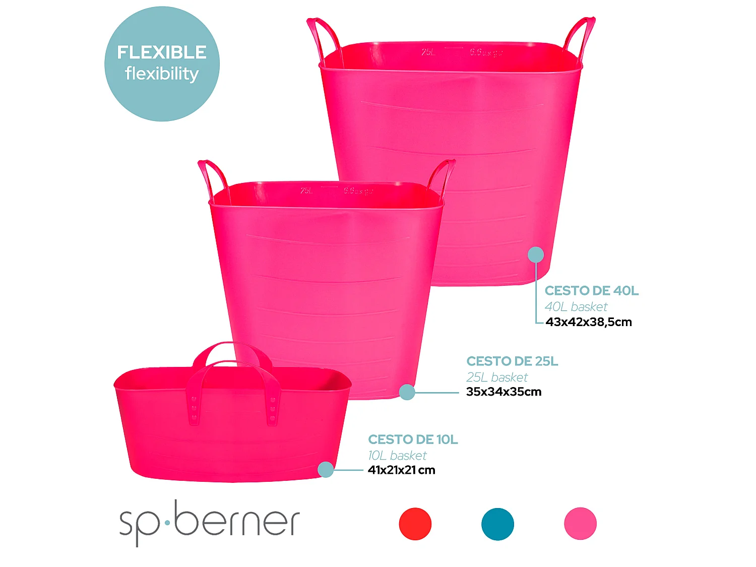 panier mince 10l rose 41 x 21 x 21 x 21