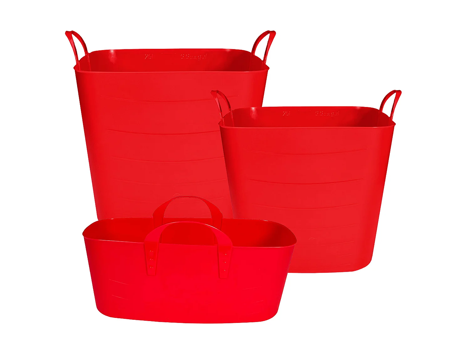 3x paniers 10l + 25l + 40l rouge