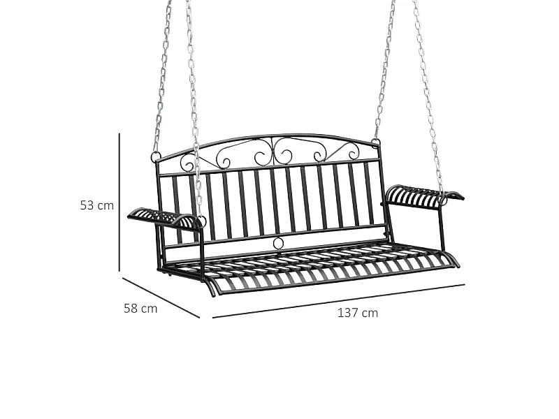 Banc suspendu 2 places MEMPHIS noir