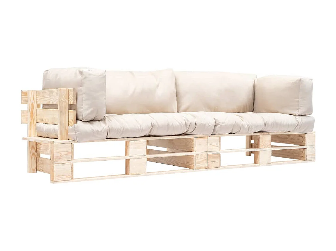 Canapés de jardin palette 2 pcs avec coussins sable Pinède