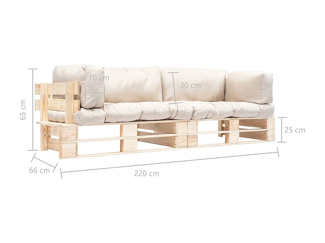Canapés de jardin palette 2 pcs avec coussins sable Pinède